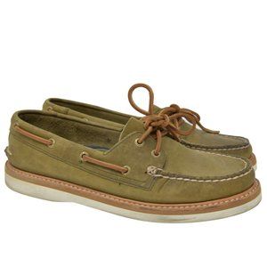 Sperry Sz 8.5M Army Green Leather Boat She Loafers